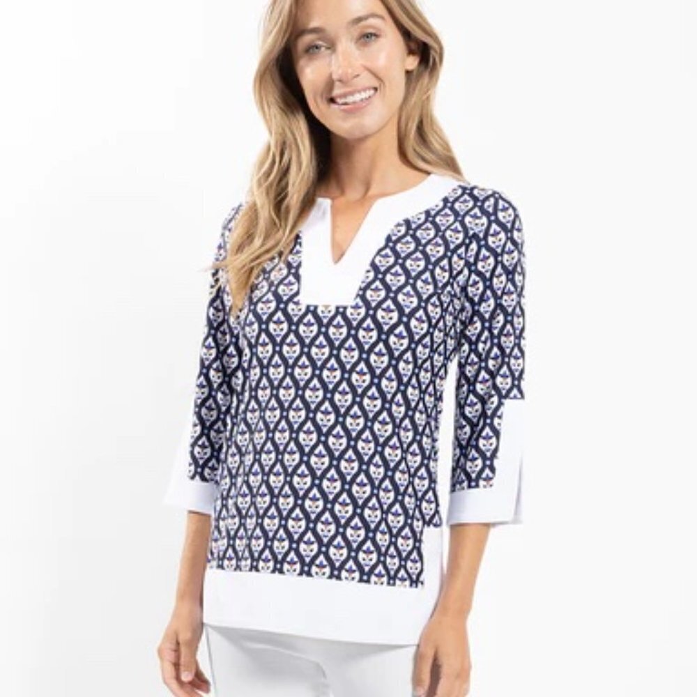 Jude Connally Green Printed Tunic Top Size Small - Picture 10 of 10